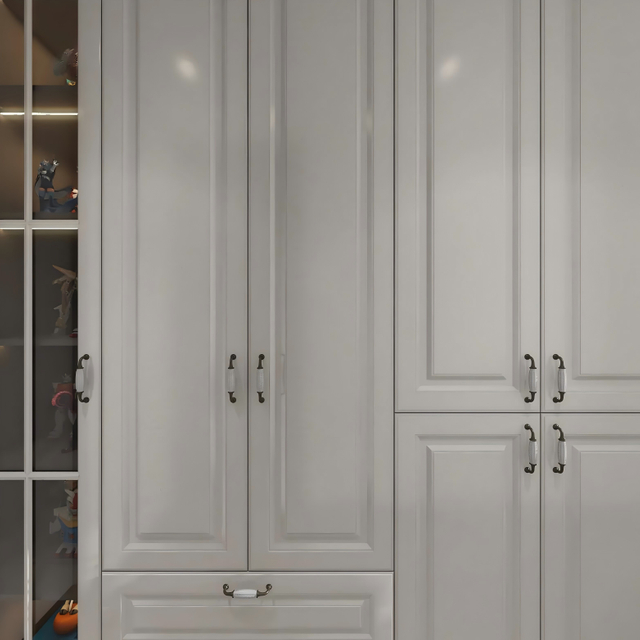 خزانة غرفة نوم مخطط أبيض كلاسيكي