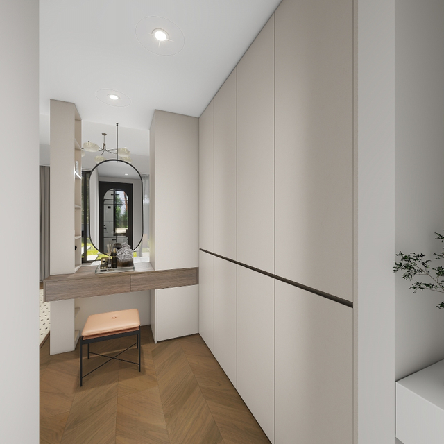 خزانة مساحة تخزين كبيرة على الطراز الفرنسي الأبيض