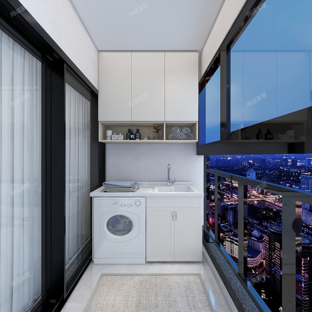 شرفة خطي النمط الحديث مع الباب المنزلق